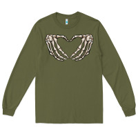 Army Green skeleton heart Long Sleeve Tee - MaliasSmallBusiness