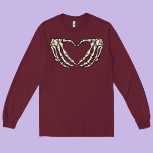 Skeleton Heart Long Sleeve Tee Designed By Maliassmallbusiness