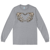 Heather Grey skeleton heart Long Sleeve Tee - MaliasSmallBusiness