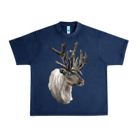 Navy Reindeer Buck Deer Head Urban Heavy Tee - LillyAllenDesigns