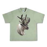 Oil Green Reindeer Buck Deer Head Urban Heavy Tee - LillyAllenDesigns