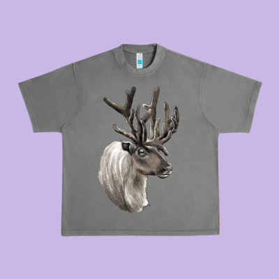 Reindeer Buck Deer Head Urban Heavy Tee Designed By Lillyallendesigns
