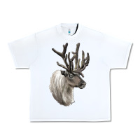 White Reindeer Buck Deer Head Urban Heavy Tee - LillyAllenDesigns