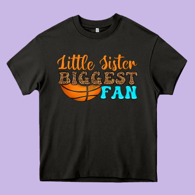 Little Sister Biggest Fan Heavy Core Tee Designed By Hra Design Shop