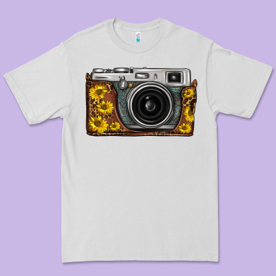 Sunflower Leopard Vintage Camera Premium Tee Designed By Fadigitalartstudio