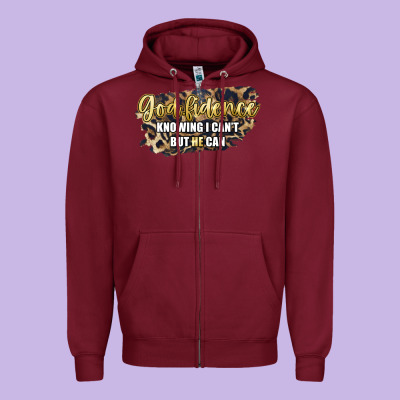 God Fidence Knowing I Can't But He Can Zipper Hoodie Designed By Artiststas
