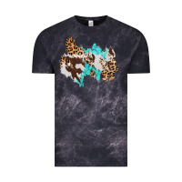 Cloud Black cowhide leopard turquoise patch Vintage Tee - AdoDesignShop