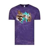 Cloud Purple cowhide leopard turquoise patch Vintage Tee - AdoDesignShop