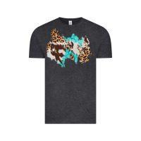 Vintage Black cowhide leopard turquoise patch Vintage Tee - AdoDesignShop