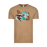 Vintage Coffee cowhide leopard turquoise patch Vintage Tee - AdoDesignShop