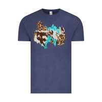Vintage Denim cowhide leopard turquoise patch Vintage Tee - AdoDesignShop