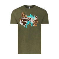 Vintage Olive cowhide leopard turquoise patch Vintage Tee - AdoDesignShop