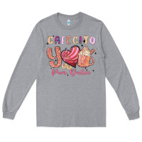 Heather Grey cafecito y pan dulce Long Sleeve Tee - MaliasSmallBusiness