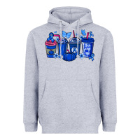 Heather Grey Colon Cancer coffee cups blue ribbon Heavyweight Hoodie - NancyCooperArtShop