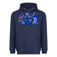 Navy Colon Cancer coffee cups blue ribbon Heavyweight Hoodie - NancyCooperArtShop