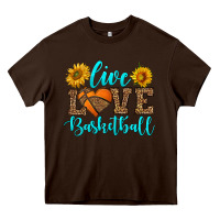 Chocolate Brown live love basketball Heavy Core Tee - HRA Design Shop