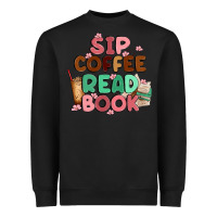 Black sip coffee read book Heavyweight Sweatshirt - MaliasSmallBusiness