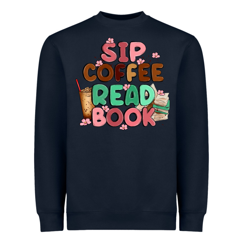 Sip Coffee Read Book Heavyweight Sweatshirt by MaliasSmallBusiness | Teevron
