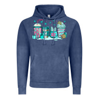 Vintage Denim winter Christmas tree cakes coffee Vintage Hoodie - Jasminsmagicworld