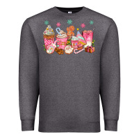 Charcoal Heather Pink gingerbread coffee cups Premium Sweatshirt - texasbilliewilder