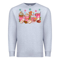 Heather Grey Pink gingerbread coffee cups Premium Sweatshirt - texasbilliewilder