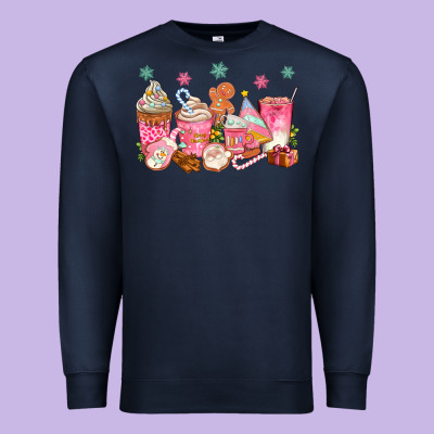 Pink Gingerbread Coffee Cups Premium Sweatshirt Designed By Texasbilliewilder