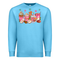 Ocean Blue Pink gingerbread coffee cups Premium Sweatshirt - texasbilliewilder