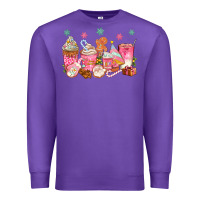 Purple Pink gingerbread coffee cups Premium Sweatshirt - texasbilliewilder