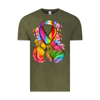Vintage Olive all color ribbon with boxing gloves Vintage Tee - NancyCooperArtShop