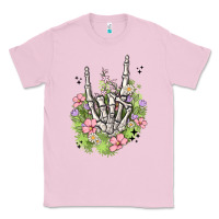 Bubblegum Pink skeleton flowers Classic Tee - MaliasSmallBusiness