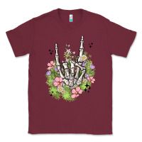 Burgundy skeleton flowers Classic Tee - MaliasSmallBusiness