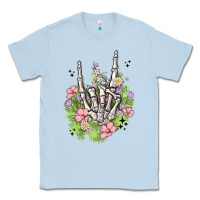 Dusty Blue skeleton flowers Classic Tee - MaliasSmallBusiness