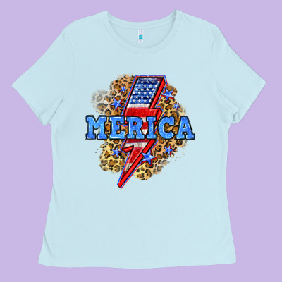 Merica Lightning Bolt Ladies Tee Designed By Neo Western