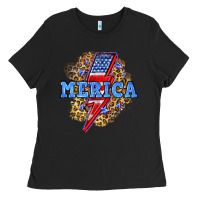 Black Merica lightning bolt Ladies Tee - Neo Western