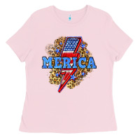 Bubblegum Pink Merica lightning bolt Ladies Tee - Neo Western