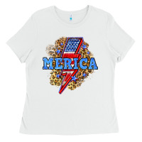 White Merica lightning bolt Ladies Tee - Neo Western