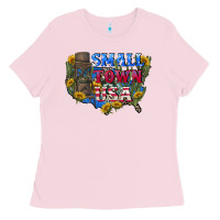 Bubblegum Pink Small town usa 4th of july Ladies Tee - CowGirlArtShop