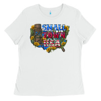 White Small town usa 4th of july Ladies Tee - CowGirlArtShop