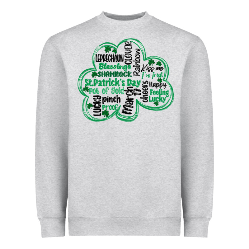 St Patricks Day Shamrock Typography Heavyweight Sweatshirt by MaliasSmallBusiness | Teevron