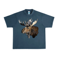 Midnight Navy moose buck deer head Urban Heavy Tee - LillyAllenDesigns