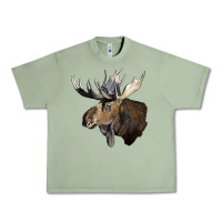 Oil Green moose buck deer head Urban Heavy Tee - LillyAllenDesigns