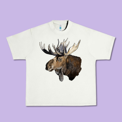 Moose Buck Deer Head Urban Heavy Tee Designed By Lillyallendesigns