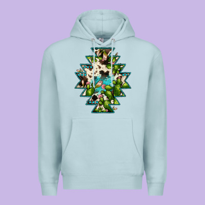 Aztec  Cowhide Cactus Gemstone Premium Hoodie Designed By Jahusdesignshop