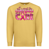 Antique Gold all i want for christmas is a cure breast cancer Premium Sweatshirt - texasbilliewilder