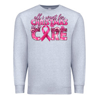 Heather Grey all i want for christmas is a cure breast cancer Premium Sweatshirt - texasbilliewilder