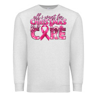 Oatmeal Heather all i want for christmas is a cure breast cancer Premium Sweatshirt - texasbilliewilder