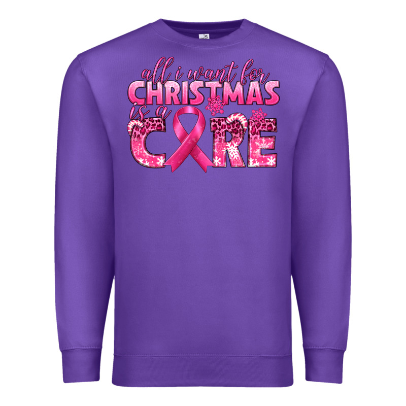 All I Want For Christmas Is A Cure Breast Cancer Premium Sweatshirt by texasbilliewilder | Teevron