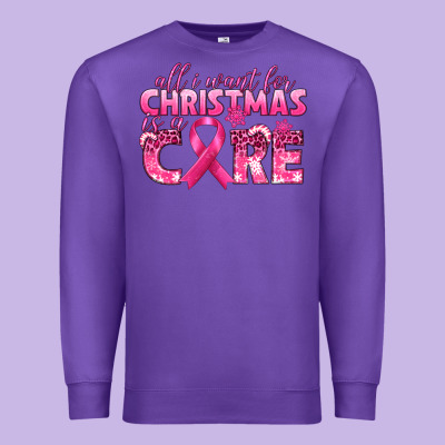 All I Want For Christmas Is A Cure Breast Cancer Premium Sweatshirt Designed By Texasbilliewilder