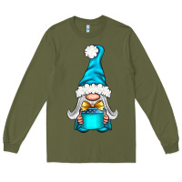 Army Green winter gnome with gift Long Sleeve Tee - NancyCooperArtShop
