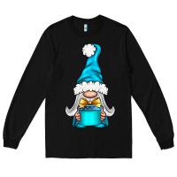 Black winter gnome with gift Long Sleeve Tee - NancyCooperArtShop